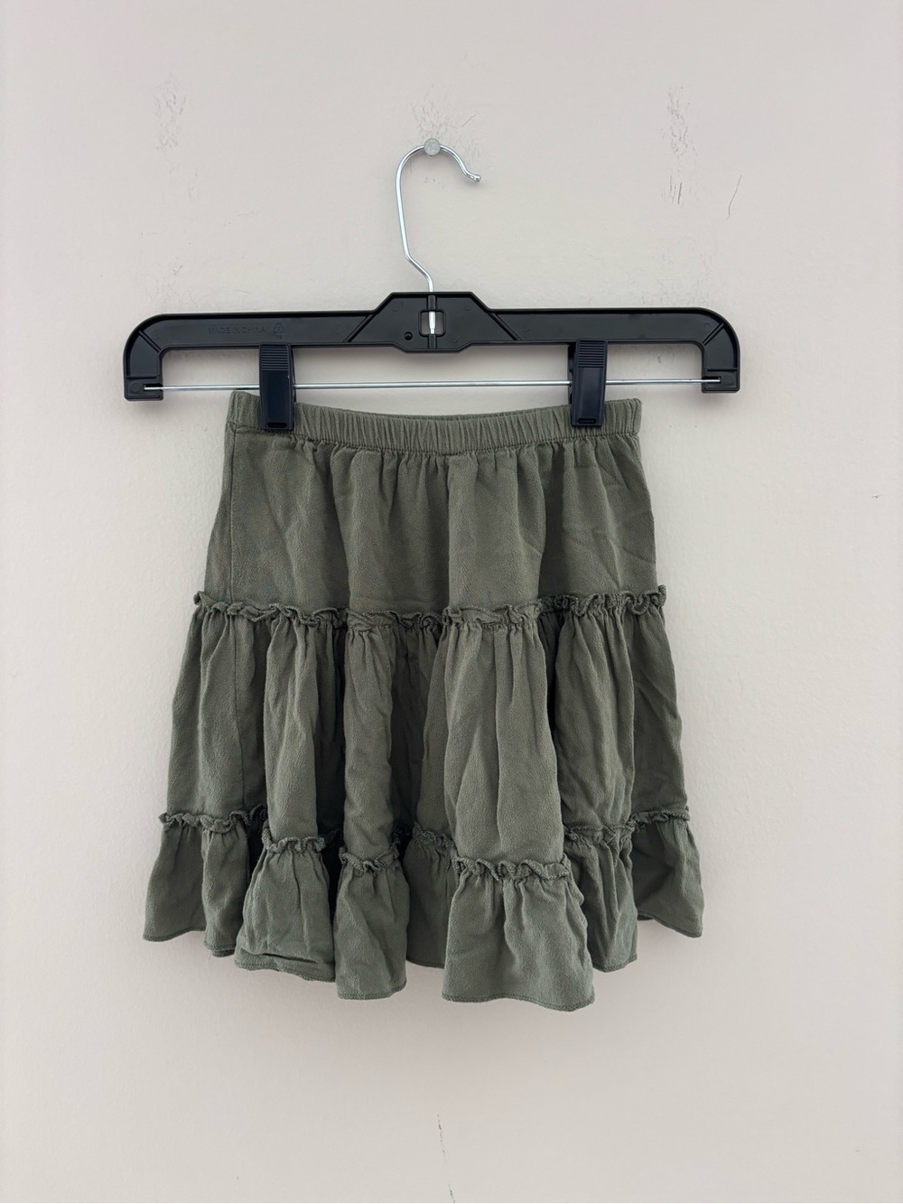 Polly Sage Green Tiered Ruffle Mini Skirt Size Small Boho Cottagecore